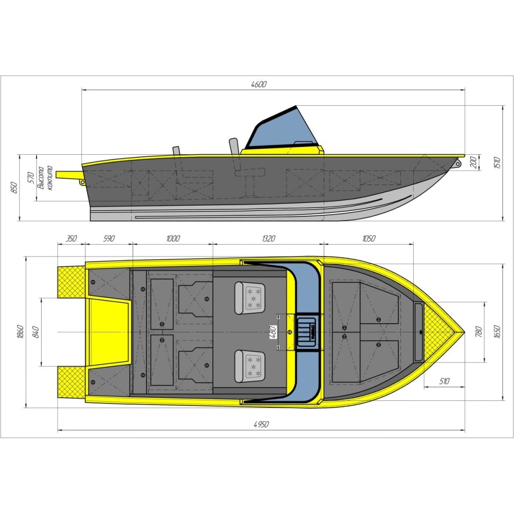 Катер-лодка алюминиевая ТРИЕРА 460 Про Комфорт