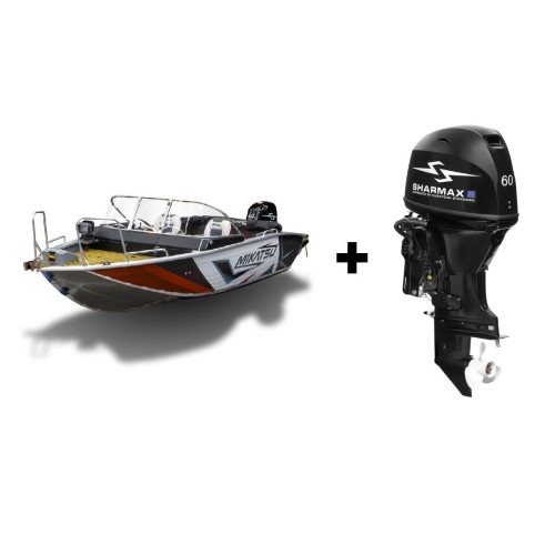 Комплект Алюминиевая лодка (катер) Mikatsu (Микатсу) 470 (Z43) Standard + мотор Sharmax SMF60FEL-T EFI