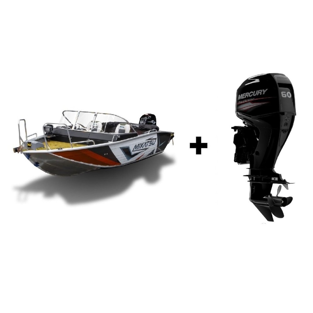 Комплект Алюминиевая лодка (катер) Mikatsu (Микатсу) 470 (Z43) Standard + мотор Mercury ME F60 ELPT EFI