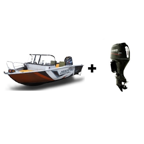 Комплект Алюминиевая лодка (катер) Mikatsu (Микатсу) 570 (Z43) Premium + мотор Hidea HDEF 115 FEL-T EFI