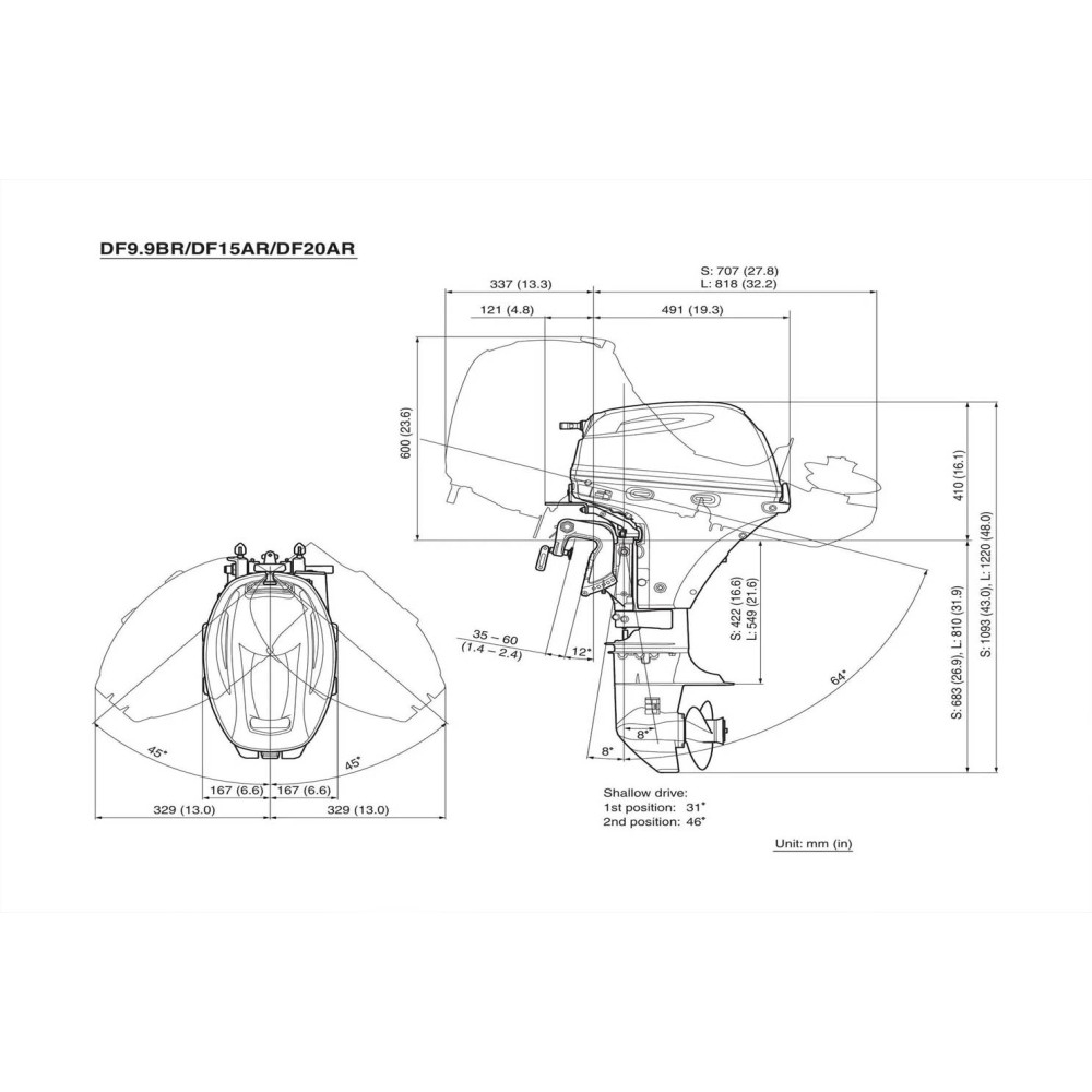 4х-тактный лодочный мотор SUZUKI DF15ARS