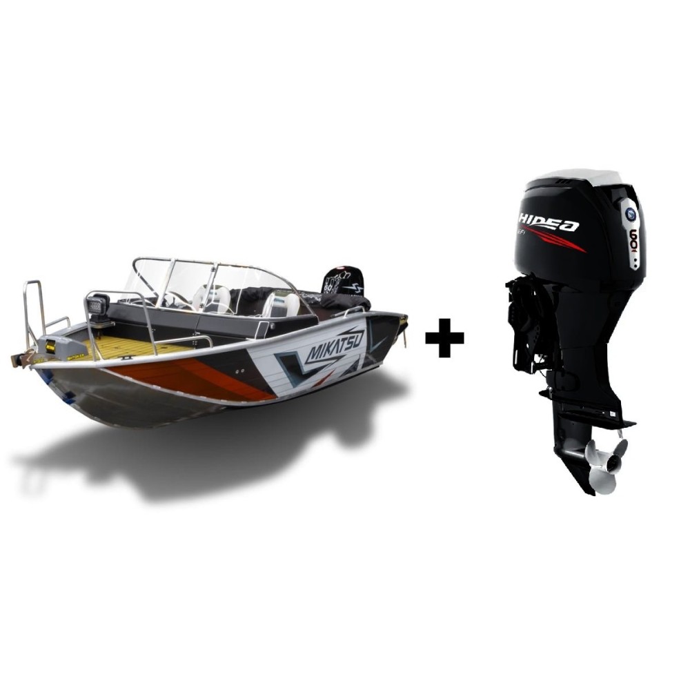 Комплект Алюминиевая лодка (катер) Mikatsu (Микатсу) 475 (Z43) Premium + мотор Hidea HDEF60FUEL-T EFI